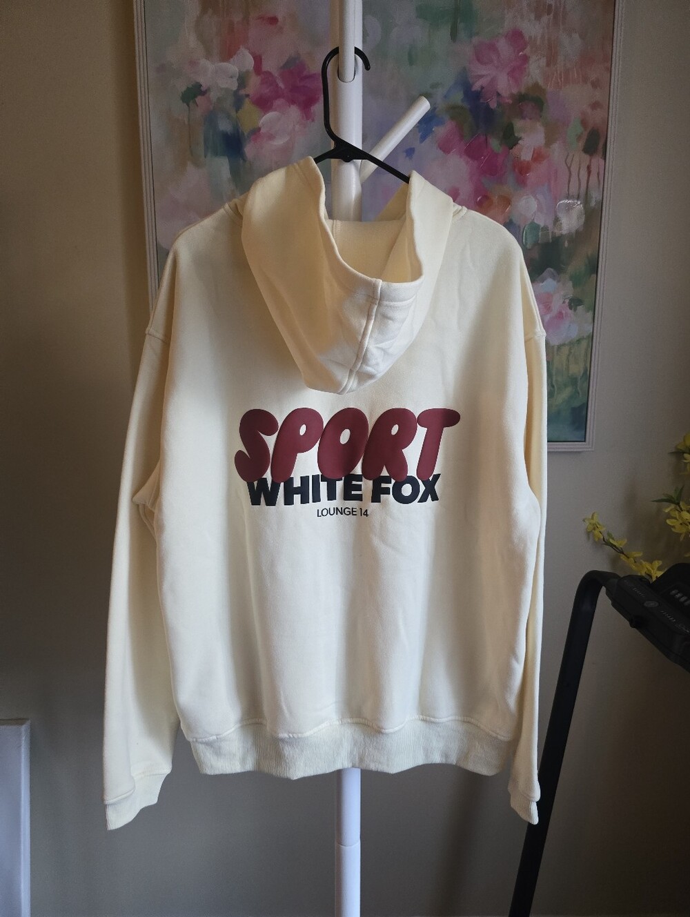 White Fox Club 14 Peyton Oversized Hoodie Lemon M/L NWT Puff Print - Picture 5 of 11